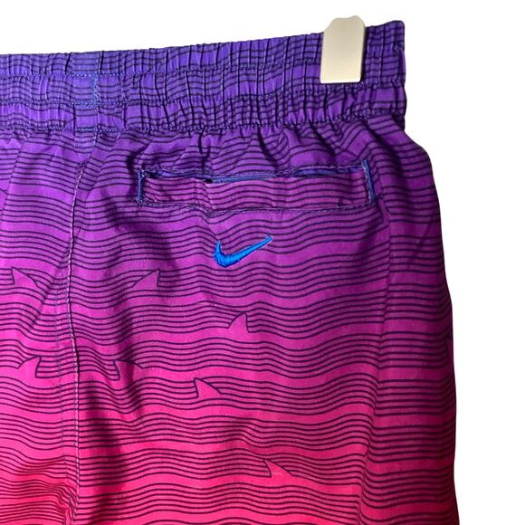 Nike Orange Pink Purple Shark Stripe Breaker Volley Swim Trunks Medium - Picture 3 of 7